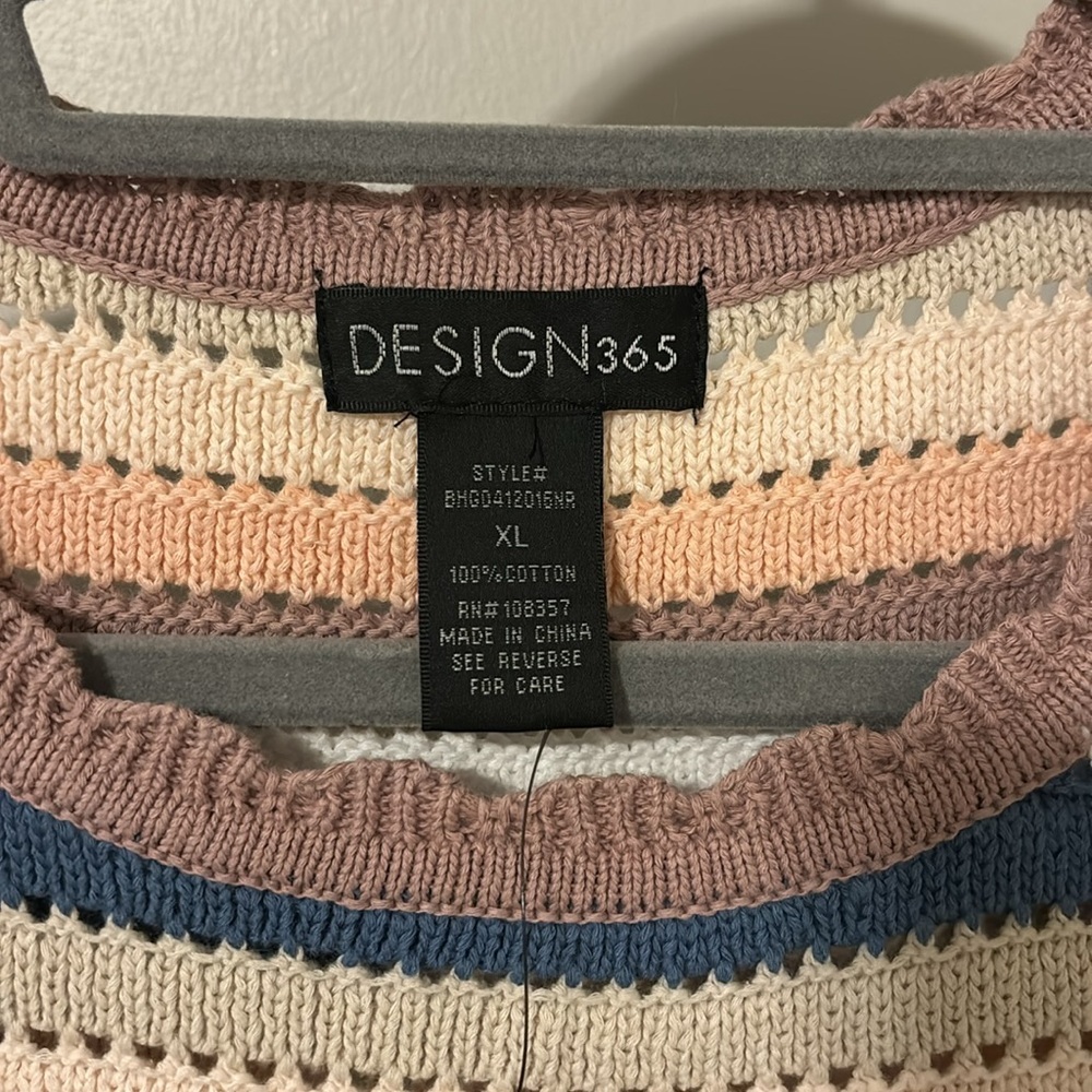 NWT Design History Stripe Pointelle cotton knit tank top sz XL - Picture 4 of 5
